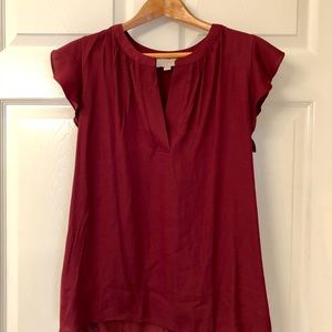 LOFT blouse in burgundy